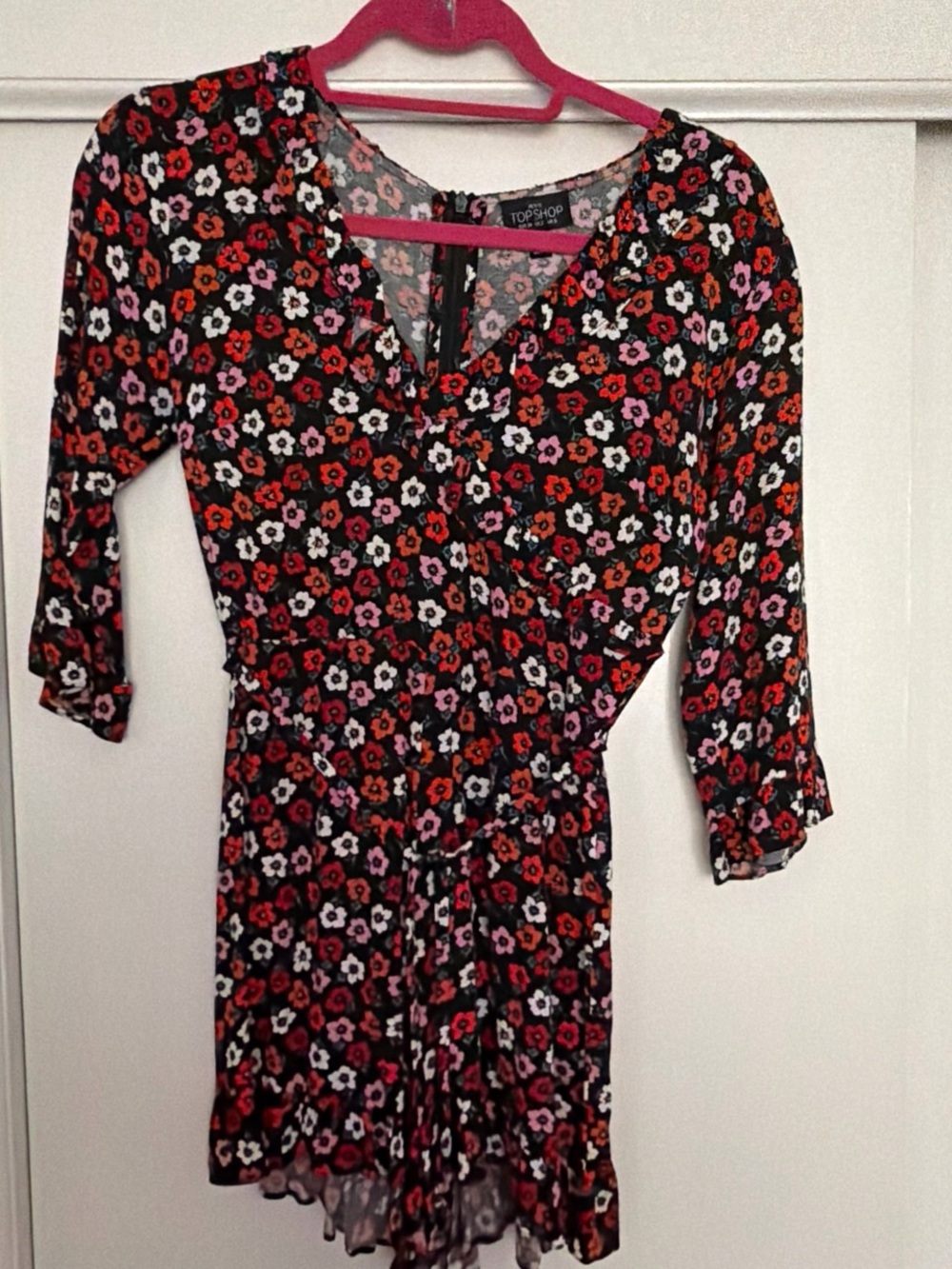Topshop Black Floral Print Romper